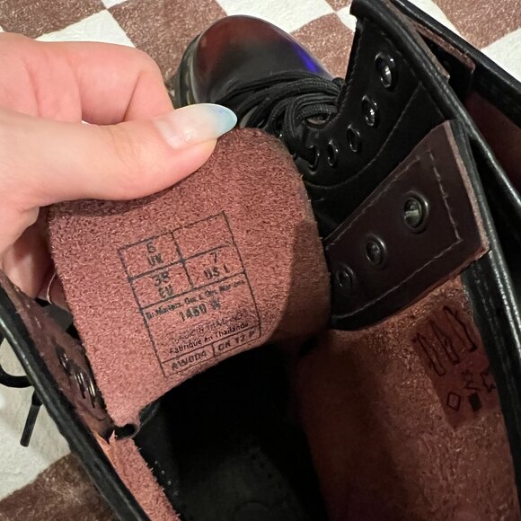 SZ 8 -Original Dr. Martens Vintage Y2K 90s Burgundy Grunge Boots Made in England - Picture 4 of 5